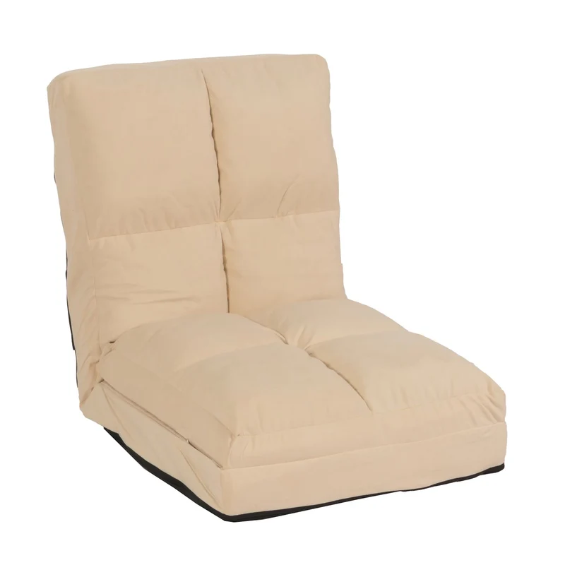 Chaise de sol avec fonction relaxation dossier réglable en 4 directions cadre en acier velours beige 04_0006371