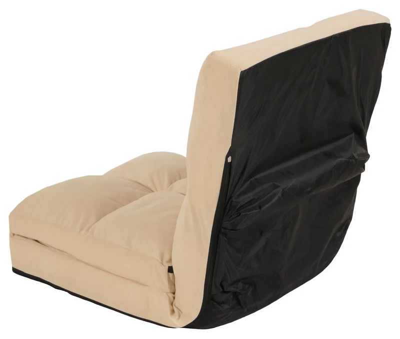 Chaise de sol avec fonction relaxation dossier réglable en 4 directions cadre en acier velours beige 04_0006371