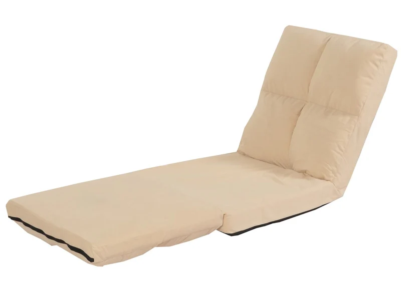 Chaise de sol avec fonction relaxation dossier réglable en 4 directions cadre en acier velours beige 04_0006371