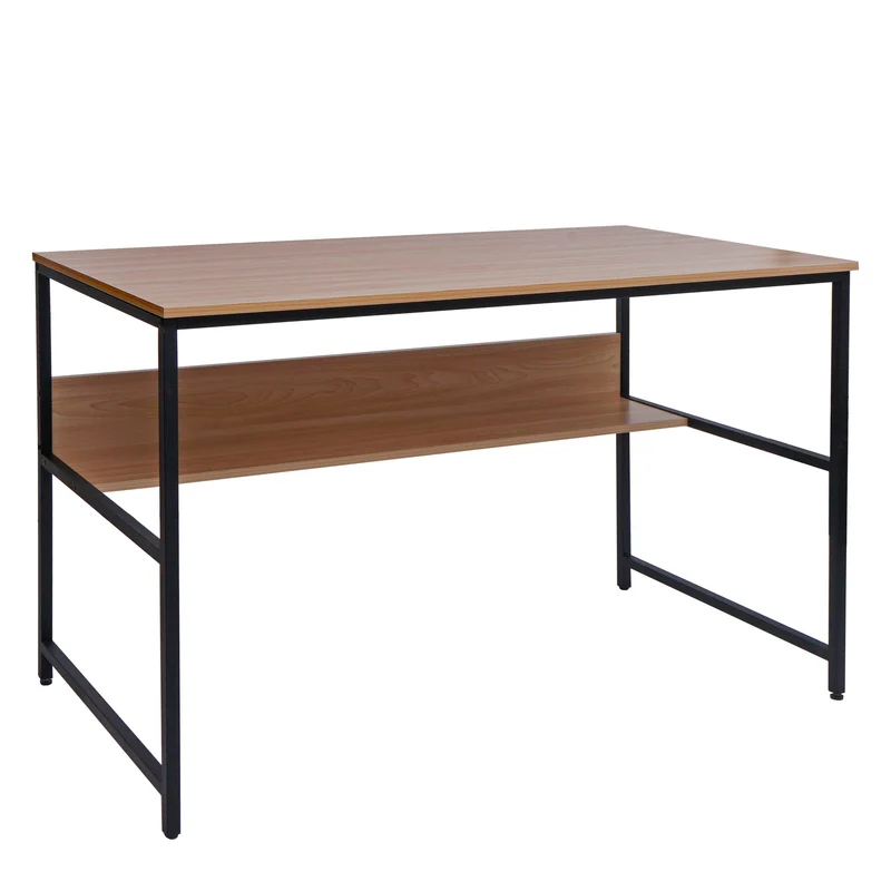 Bureau table d'ordinateur espace de rangement sous le plateau de table 120x60 cm en MDF naturel et métal 04_0006063