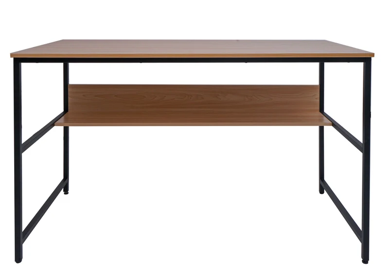 Bureau table d'ordinateur espace de rangement sous le plateau de table 120x60 cm en MDF naturel et métal 04_0006063