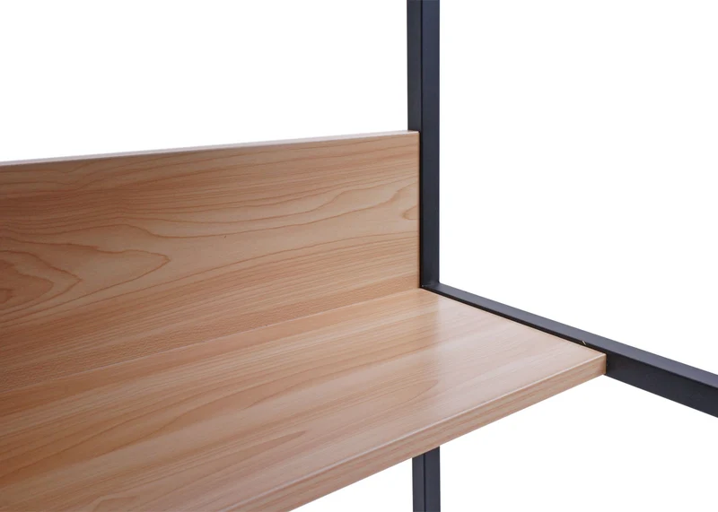 Bureau table d'ordinateur espace de rangement sous le plateau de table 120x60 cm en MDF naturel et métal 04_0006063
