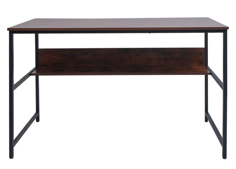 Bureau table d'ordinateur espace de rangement sous le plateau de table 120x60 cm en MDF marron et métal 04_0006062