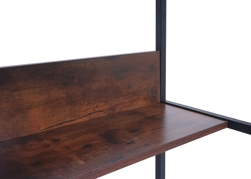 Bureau table d'ordinateur espace de rangement sous le plateau de table 120x60 cm en MDF marron et métal 04_0006062