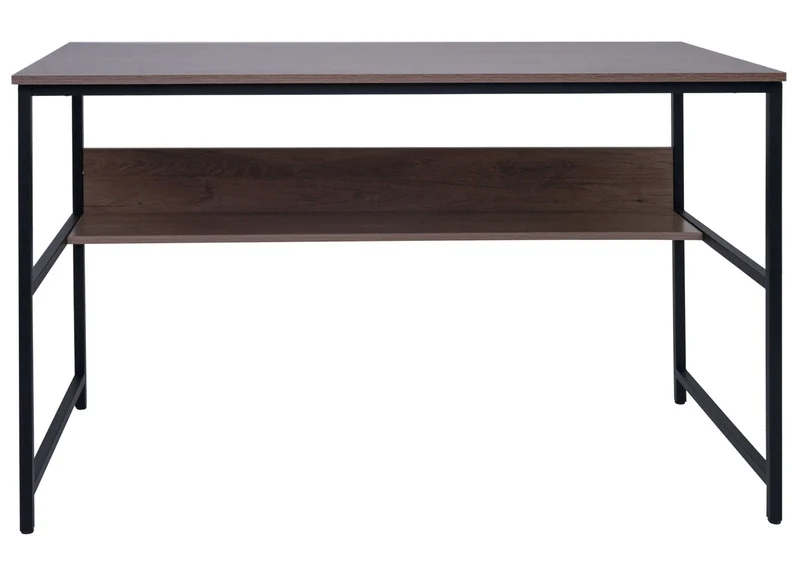 Bureau table d'ordinateur espace de rangement sous le plateau de table 120x60 cm en MDF gris-marron et métal 04_0006061