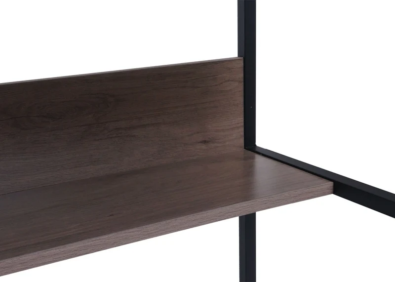 Bureau table d'ordinateur espace de rangement sous le plateau de table 120x60 cm en MDF gris-marron et métal 04_0006061