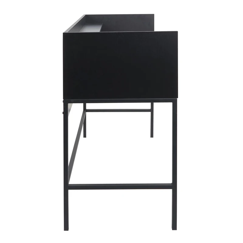 Bureau table d'ordinateur avec 2 tiroirs et espace de rangement 120x50 cm MDF aspect chêne et métal 04_0006056