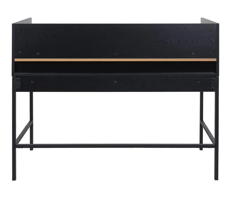 Bureau table d'ordinateur avec 2 tiroirs et espace de rangement 120x50 cm MDF aspect chêne et métal 04_0006056