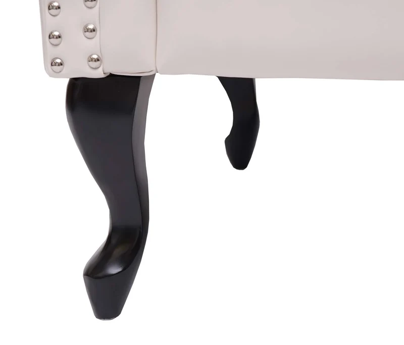 Tabouret repose-pieds Ottoman Chesterfield avec motif diamant 39x77x47cm PVC crème 04_0003737