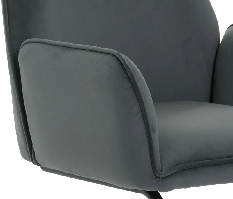 Chaise de salle à manger avec accoudoirs assise en tissu gris foncé 04_0006297