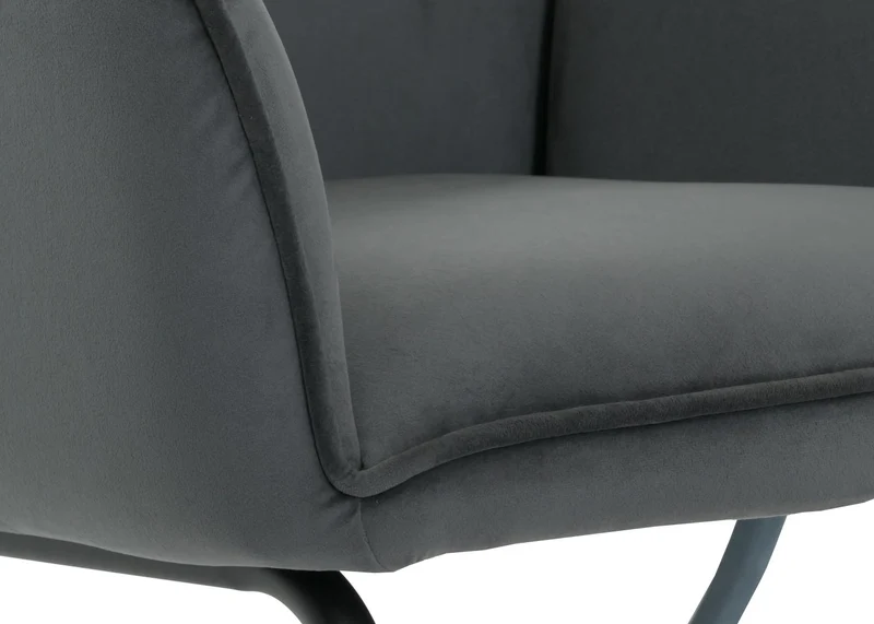 Chaise de salle à manger avec accoudoirs assise en tissu gris foncé 04_0006297