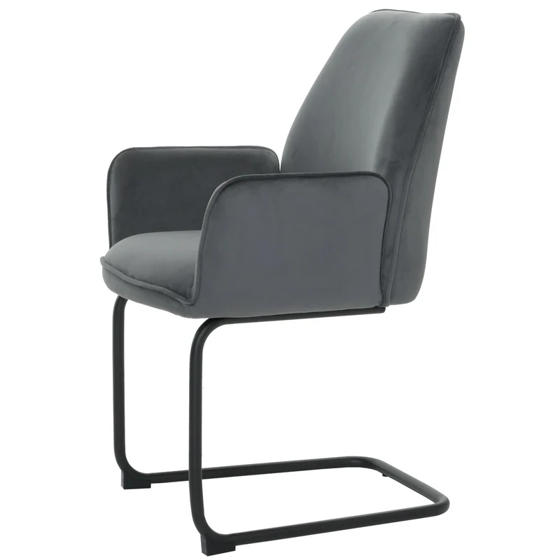 Chaise de salle à manger avec accoudoirs assise en tissu gris foncé 04_0006297