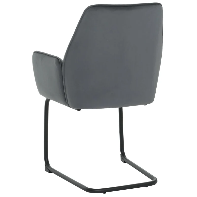 Chaise de salle à manger avec accoudoirs assise en tissu gris foncé 04_0006297