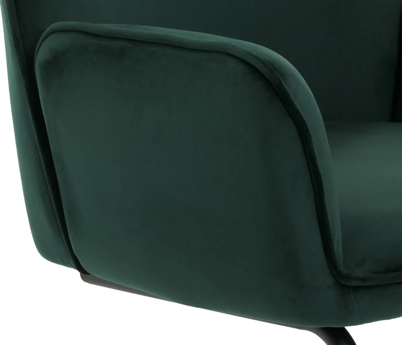 Chaise de salle à manger avec accoudoirs assise en tissu vert 04_0006298
