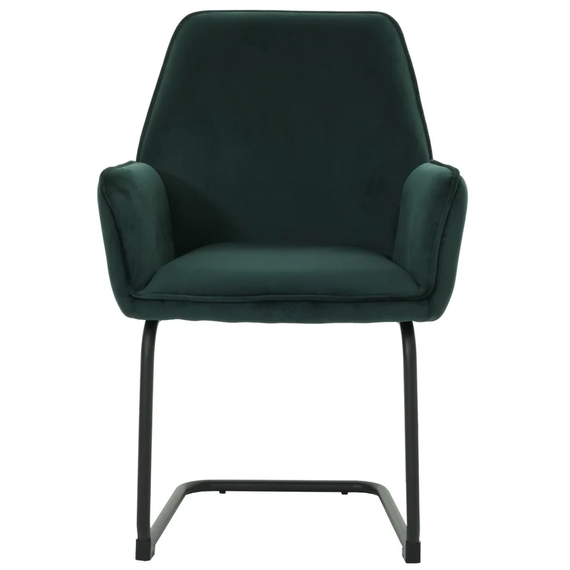 Chaise de salle à manger avec accoudoirs assise en tissu vert 04_0006298