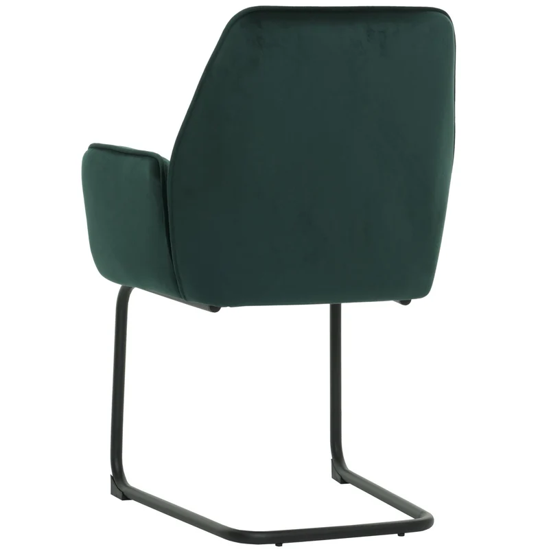 Chaise de salle à manger avec accoudoirs assise en tissu vert 04_0006298