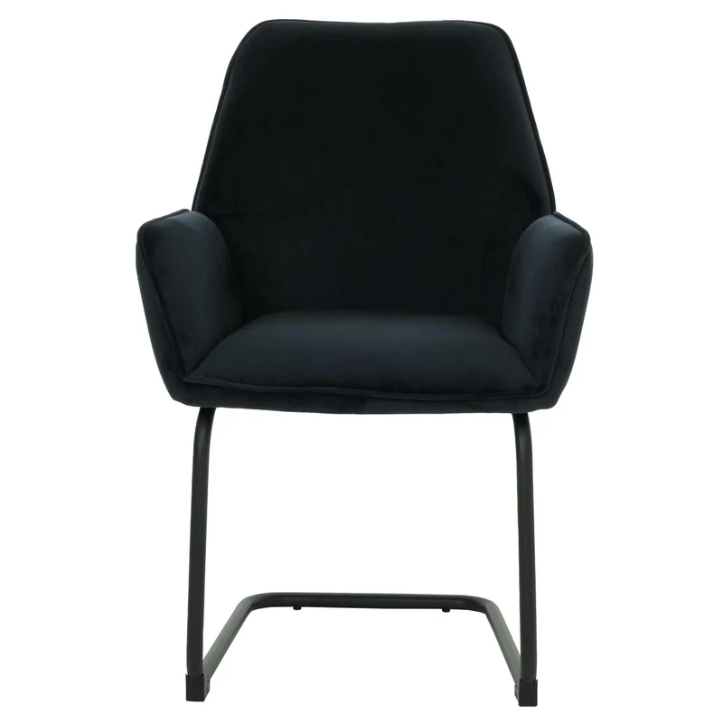 Chaise de salle à manger avec accoudoirs assise en tissu anthracite-bleu 04_0006295