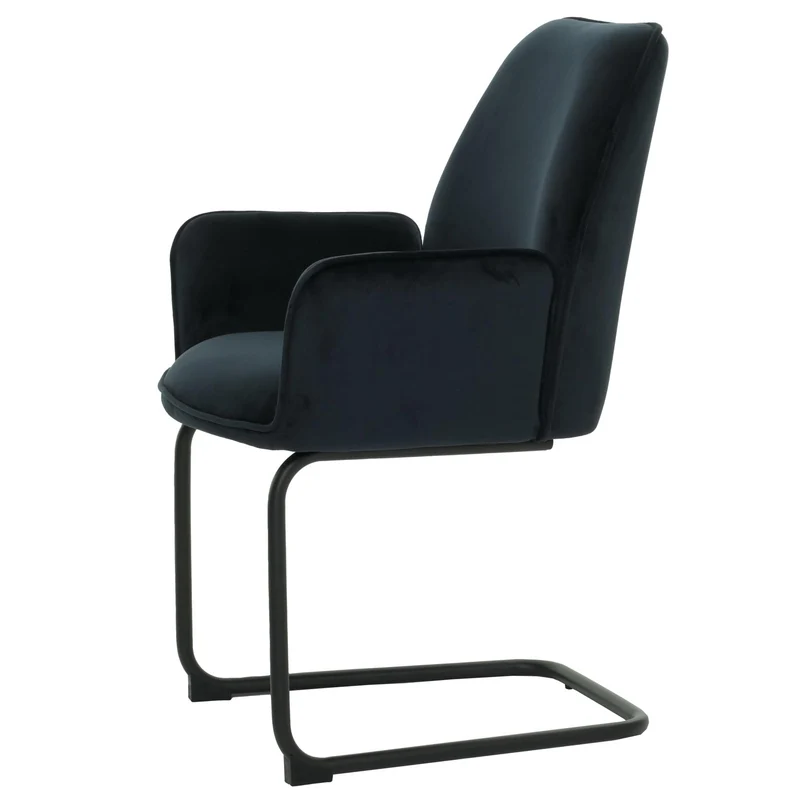 Chaise de salle à manger avec accoudoirs assise en tissu anthracite-bleu 04_0006295