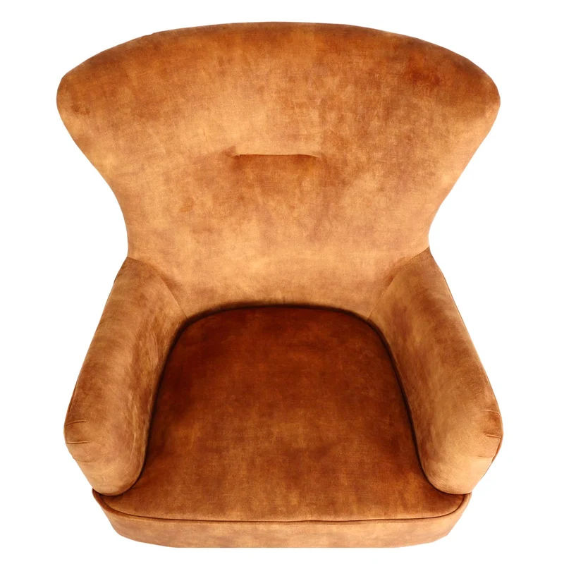 Chaise longue chaise de cocktail rembourrée relaxation assise rotative design vintage velours doré-marron et métal 04_0006390