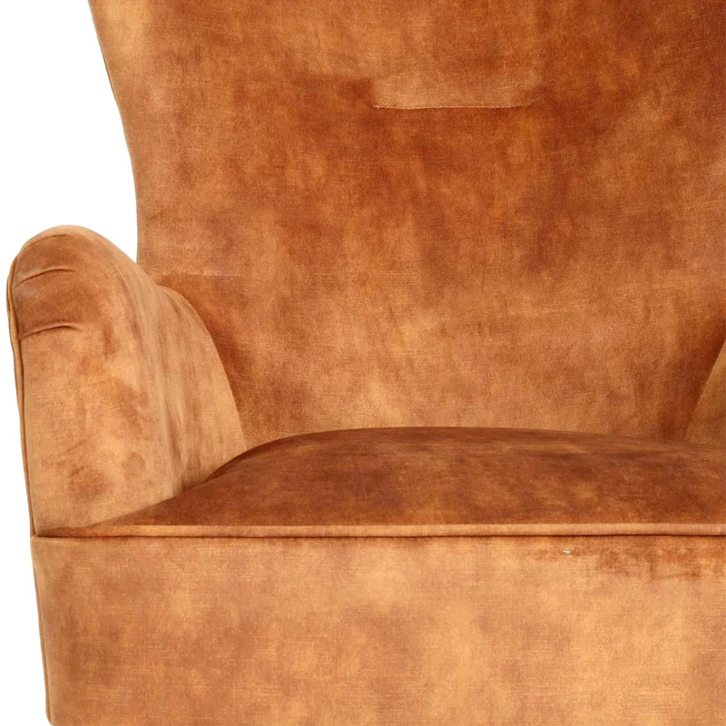 Chaise longue chaise de cocktail rembourrée relaxation assise rotative design vintage velours doré-marron et métal 04_0006390