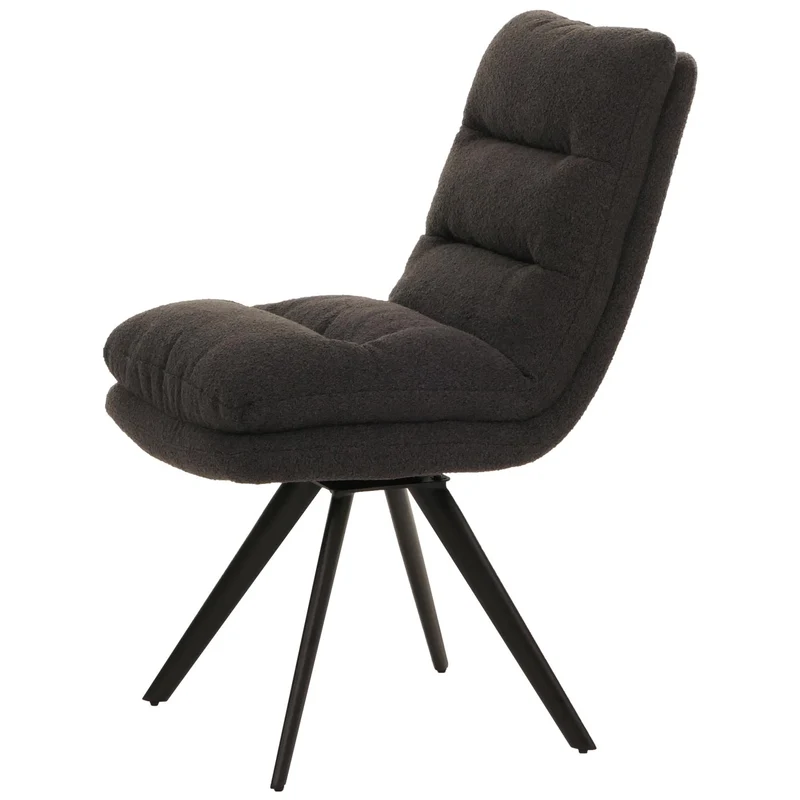 Chaise de salle à manger pivotante assise en tissu bouclé gris foncé extra confortable 04_0006287
