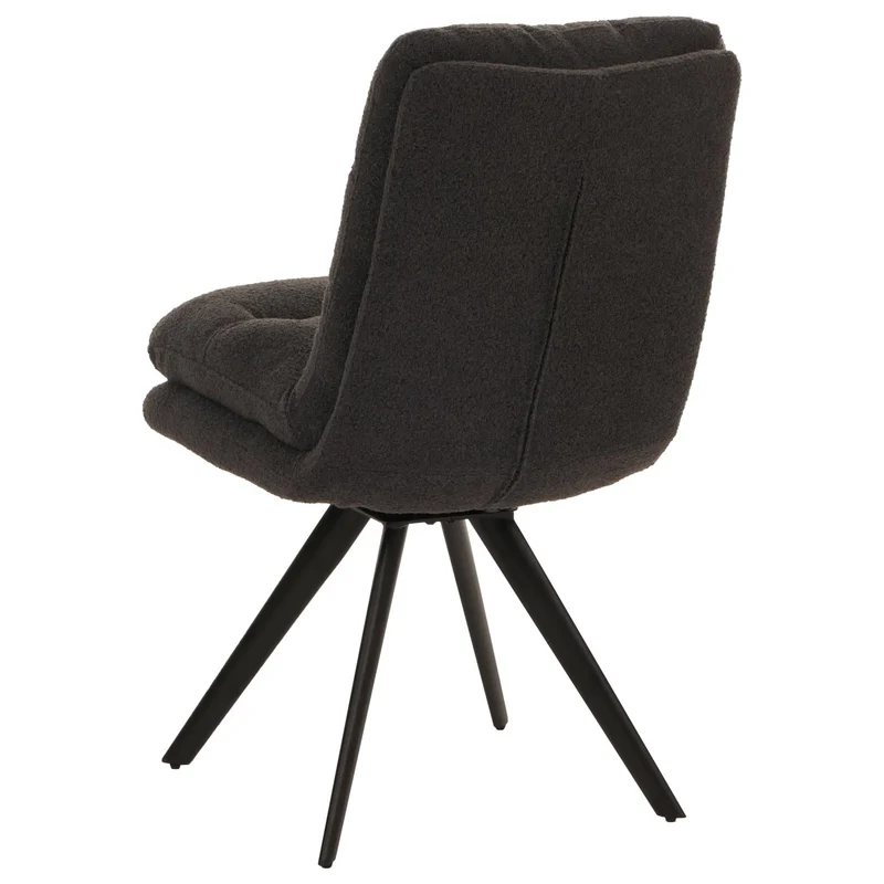 Chaise de salle à manger pivotante assise en tissu bouclé gris foncé extra confortable 04_0006287