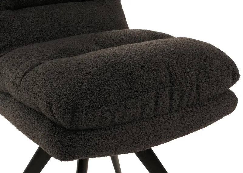 Chaise de salle à manger pivotante assise en tissu bouclé gris foncé extra confortable 04_0006287