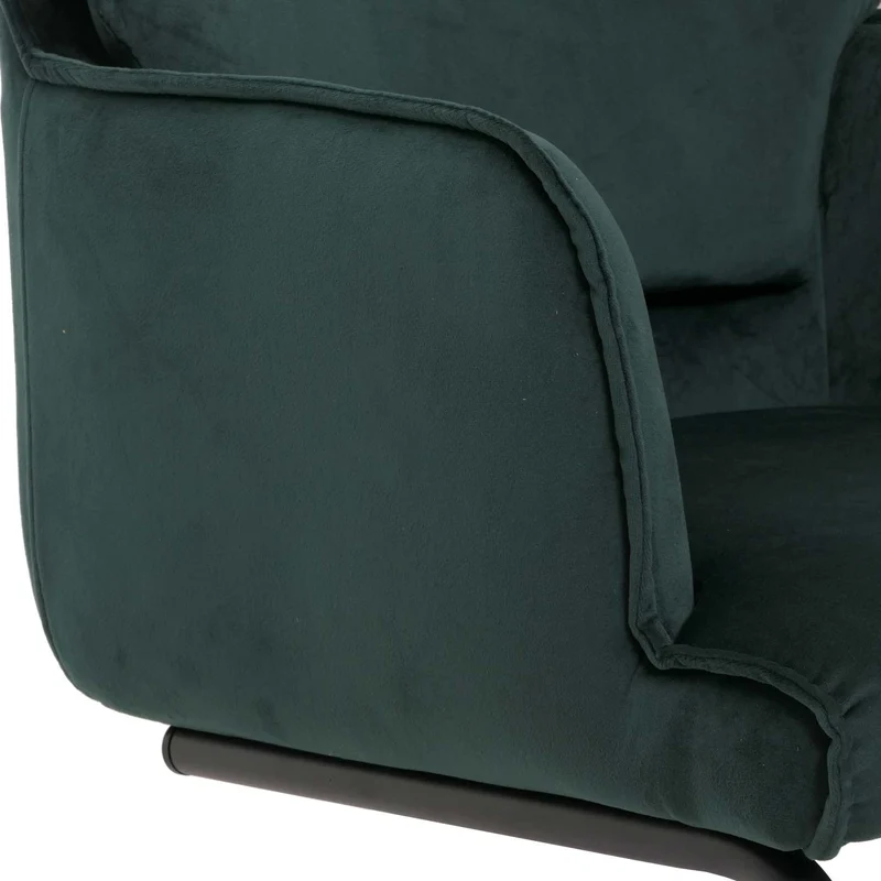 Chaise de salle à manger avec accoudoirs assise en tissu vert 04_0006271