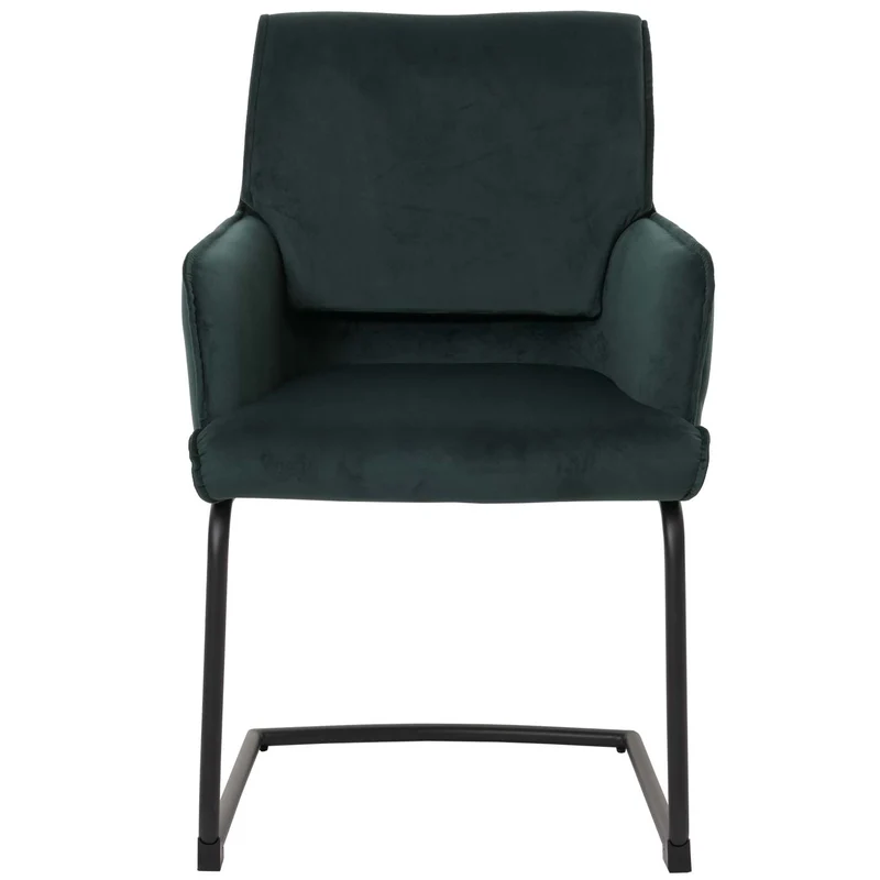 Chaise de salle à manger avec accoudoirs assise en tissu vert 04_0006271