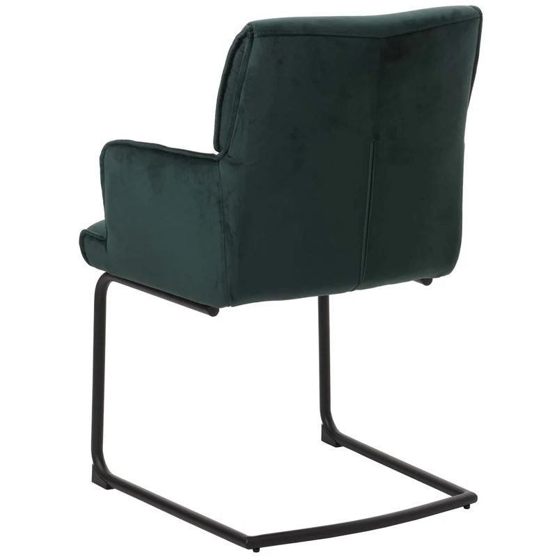 Chaise de salle à manger avec accoudoirs assise en tissu vert 04_0006271