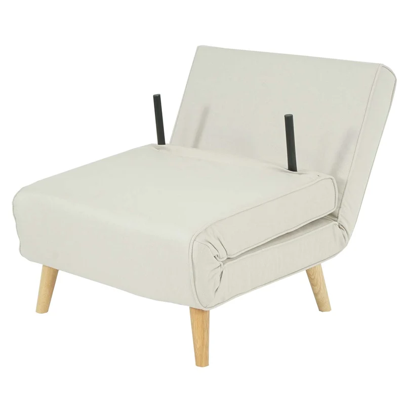 Fauteuil-lit chaise fonctionnelle relaxation lit d'appoint 75x185 cm en tissu crème-beige 04_0006256