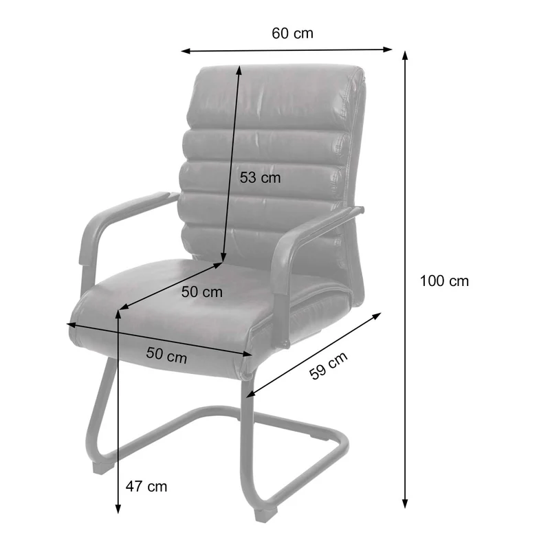 Fauteuil de bureau sans roulettes chaise de conférence vintage aspect daim PVC noir et métal 04_0006245