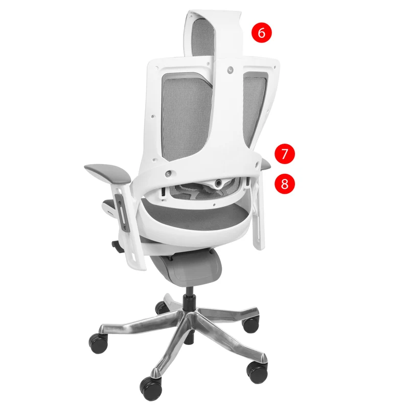 Fauteuil de bureau ergonomique soutien lombaire siège pivotant et réglable revêtement en maille blanc-gris 04_0006235