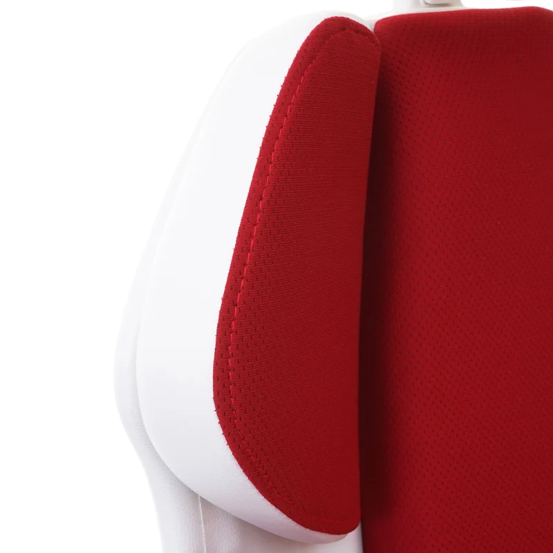 Fauteuil de bureau pivotant mécanisme à bascule dossier accoudoirs en tissu + PVC rouge/blanc 04_0006206