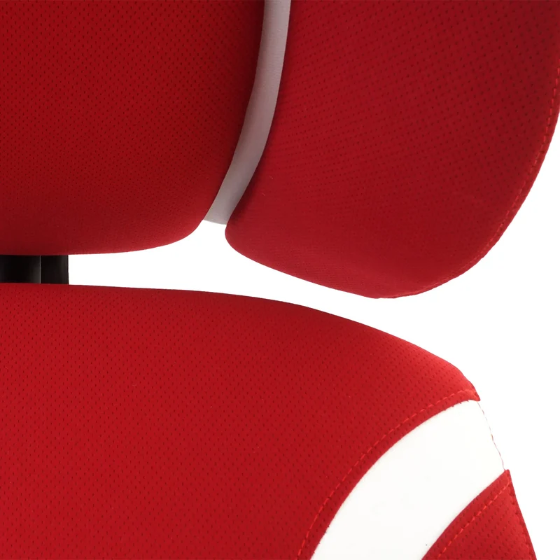 Fauteuil de bureau pivotant mécanisme à bascule dossier accoudoirs en tissu + PVC rouge/blanc 04_0006206