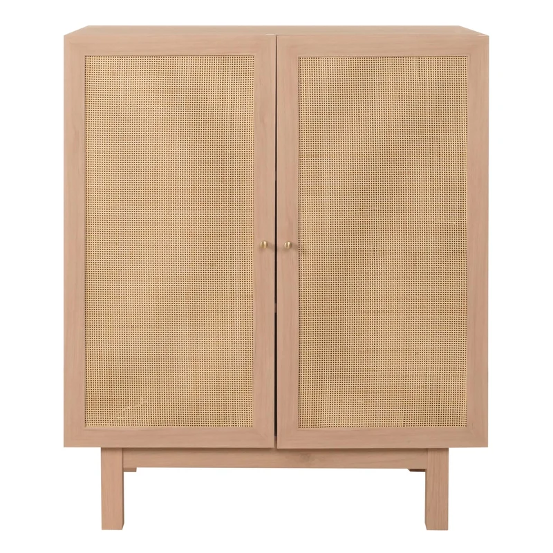 Buffet meuble de rangement avec 3 compartiments en bois massif mango kubu rotin 98 x 79 x 42 cm naturel 04_000598