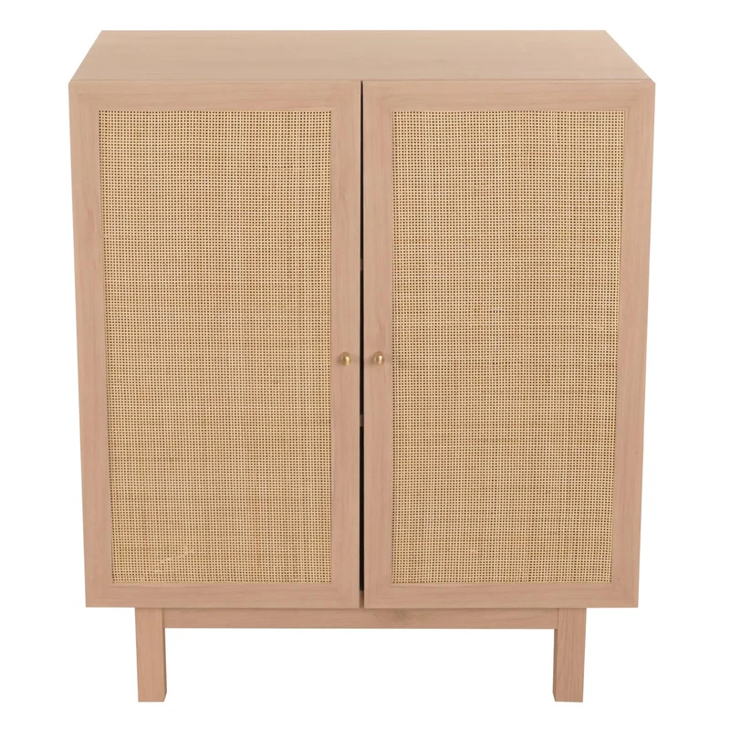 Buffet meuble de rangement avec 3 compartiments en bois massif mango kubu rotin 98 x 79 x 42 cm naturel 04_000598