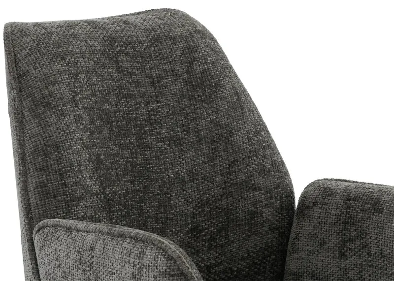 Chaise de salle à manger avec accoudoir rotative en tissu chenille gris foncé et cadre trépied 04_0006357