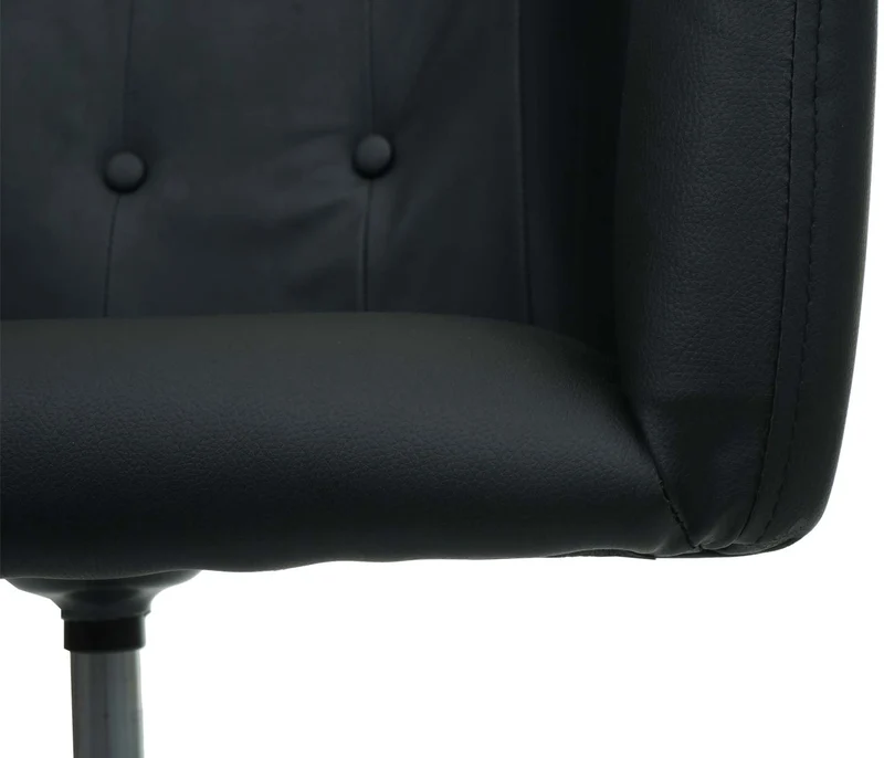 Chaise de salle à manger fauteuil de bureau avec accoudoir siège rotatif réglable en hauteur métal et PVC noir 04_0006344