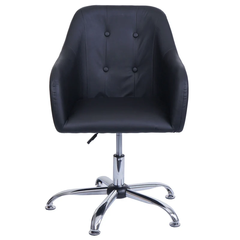 Chaise de salle à manger fauteuil de bureau avec accoudoir siège rotatif réglable en hauteur métal et PVC noir 04_0006344