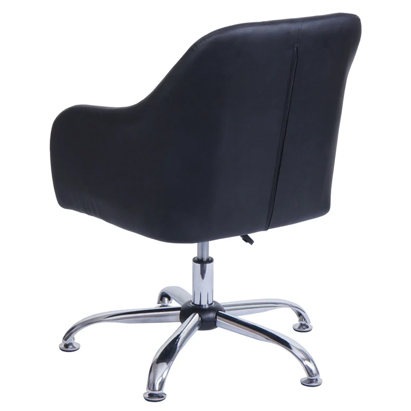 Chaise de salle à manger fauteuil de bureau avec accoudoir siège rotatif réglable en hauteur métal et PVC noir 04_0006344