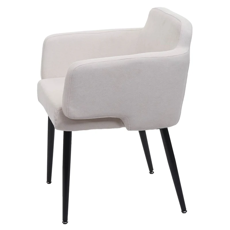 Chaise de salle à manger rembourrée avec accoudoirs tissu/textile métal blanc crème 04_0006340