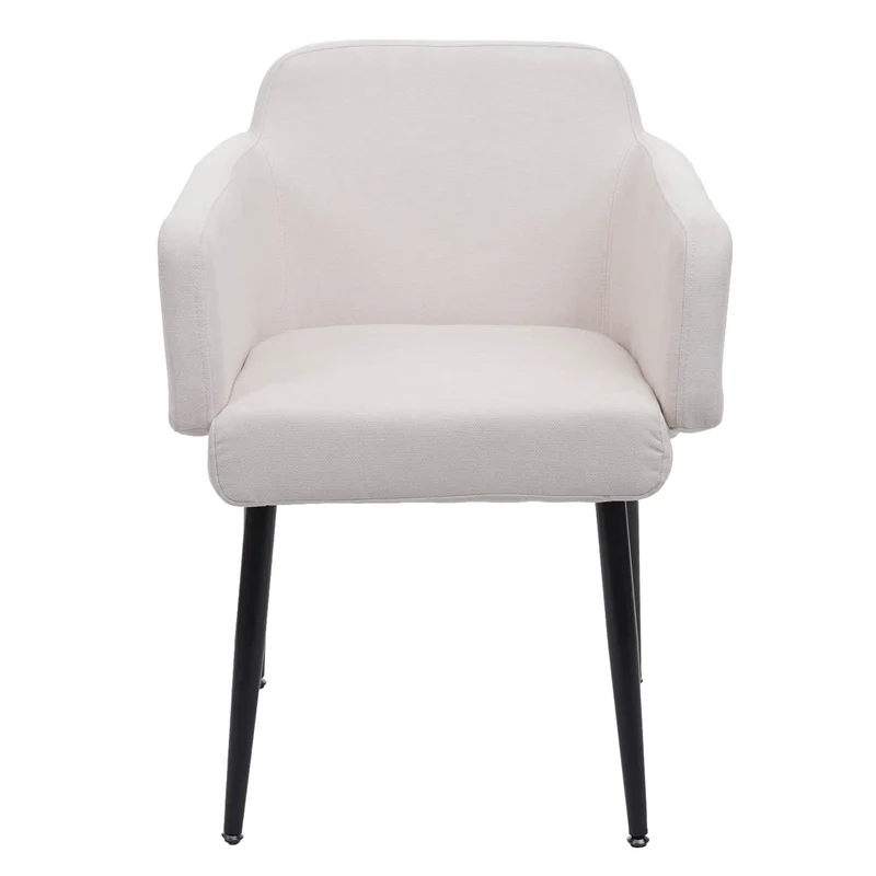 Chaise de salle à manger rembourrée avec accoudoirs tissu/textile métal blanc crème 04_0006340
