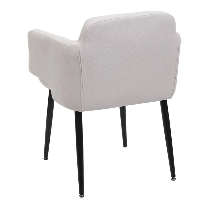 Chaise de salle à manger rembourrée avec accoudoirs tissu/textile métal blanc crème 04_0006340