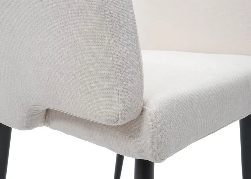 Chaise de salle à manger rembourrée avec accoudoirs tissu/textile métal blanc crème 04_0006340