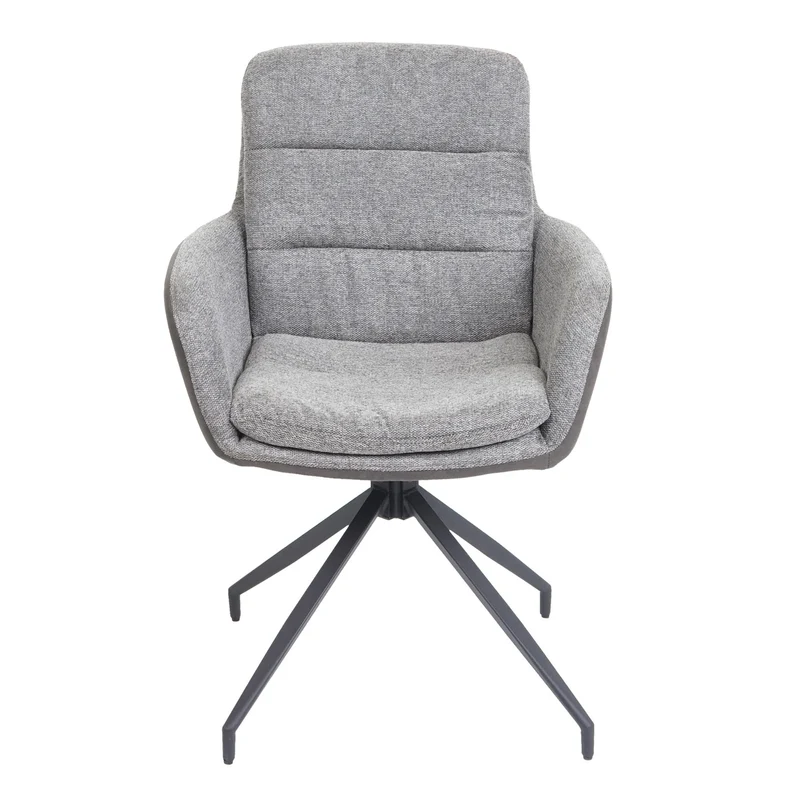 Chaise de salle à manger fauteuil pivotant avec accoudoirs en tissu gris foncé 04_0006334