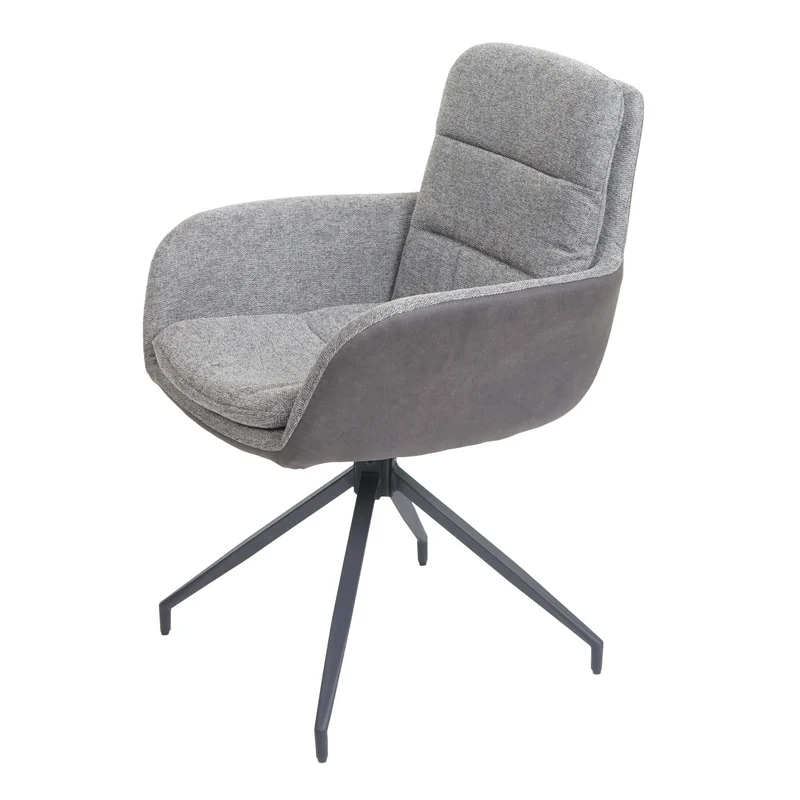 Chaise de salle à manger fauteuil pivotant avec accoudoirs en tissu gris foncé 04_0006334