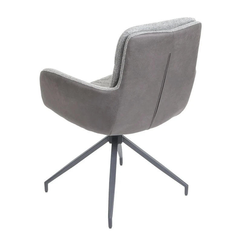 Chaise de salle à manger fauteuil pivotant avec accoudoirs en tissu gris foncé 04_0006334