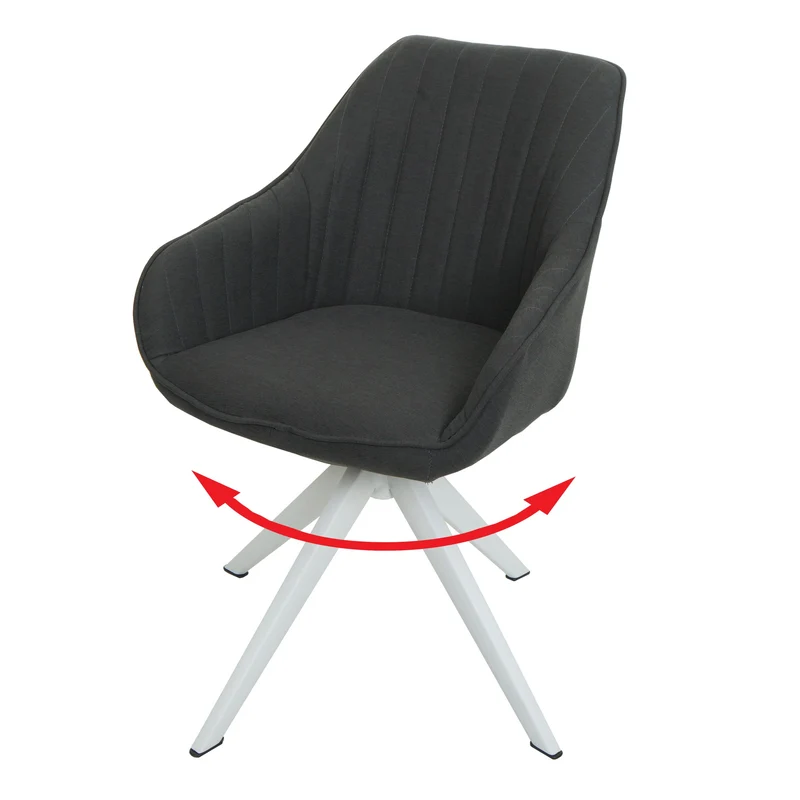Chaise de salle à manger x1 avec accoudoir pivotante tissu/textile gris foncé 04_0006322