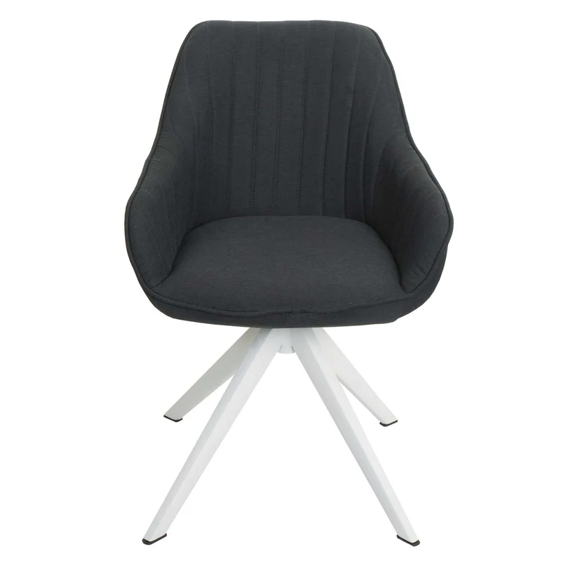 Chaise de salle à manger x1 avec accoudoir pivotante tissu/textile gris foncé 04_0006322